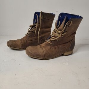 John Fluevog Radio BBC Women Classic Lace Up Distressed Leather Boot Size 7